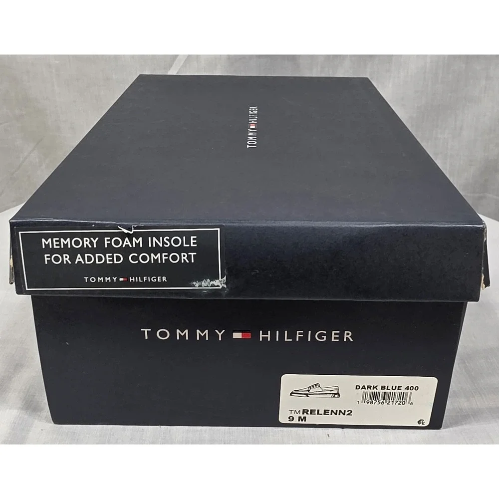 Tommy Hilfiger Men's Canvas Boat‎ Shoes Navy Blue Lace Up Loafers